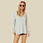 Blue Life V-neck Long Sleeve Tee