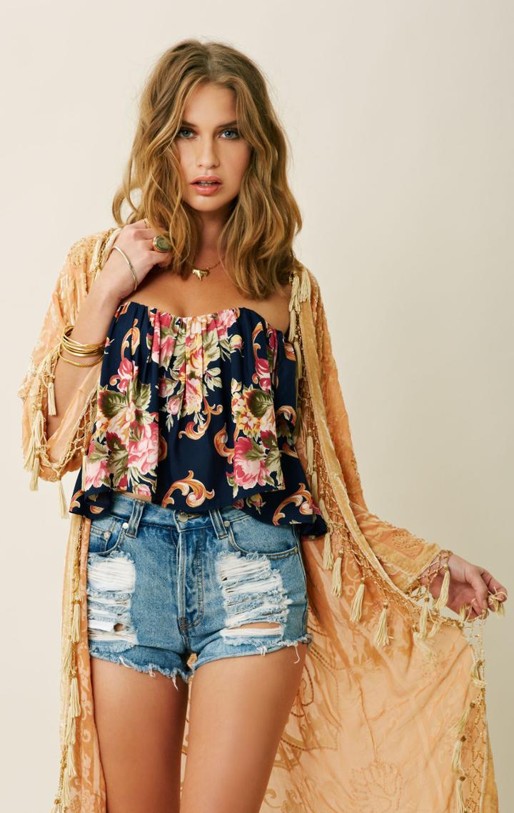 Blu Moon Queen Burnout Kimono
