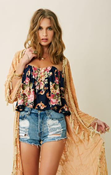 Blu Moon Queen Burnout Kimono