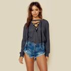 Lna Clothing Lace Up Waffle Sweater Outerwear
