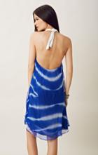 Planet Blue Silk Tie Dye Halter Crason Dress