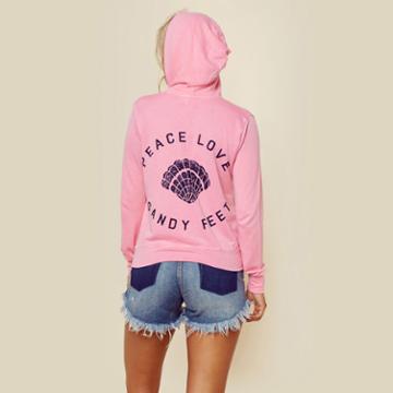Sundry Peace Love Sandy Feet Zip Hoodie