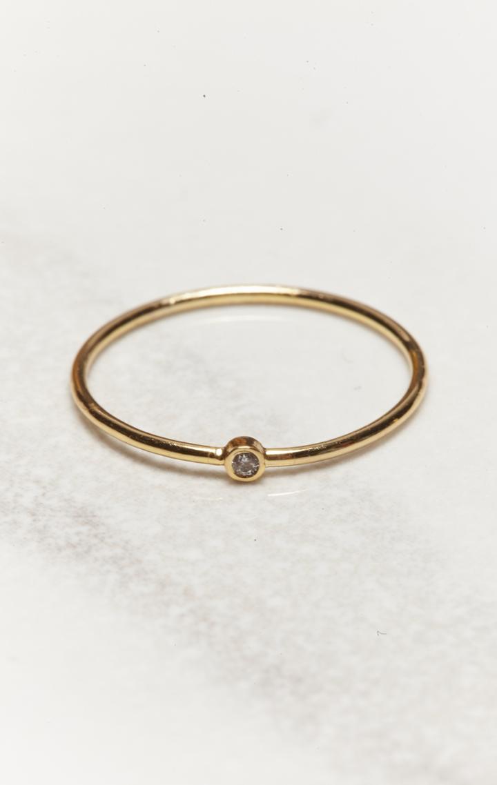 Planet Blue Gold Ring With Clear Stone