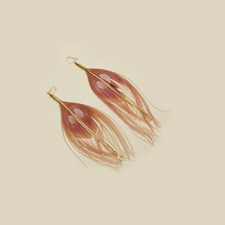 Serefina Peacock Feather Earrings