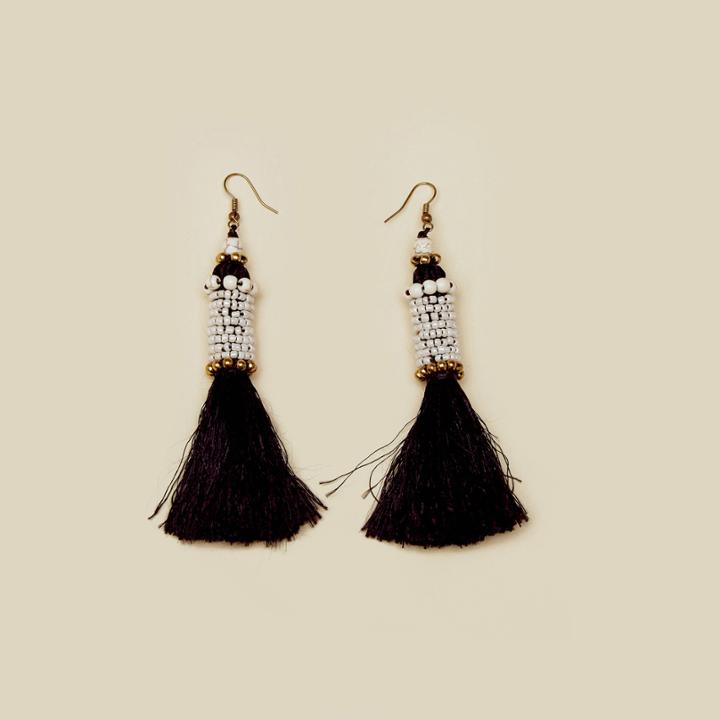 Natalie B Kata Cylinder Tassle Earrings