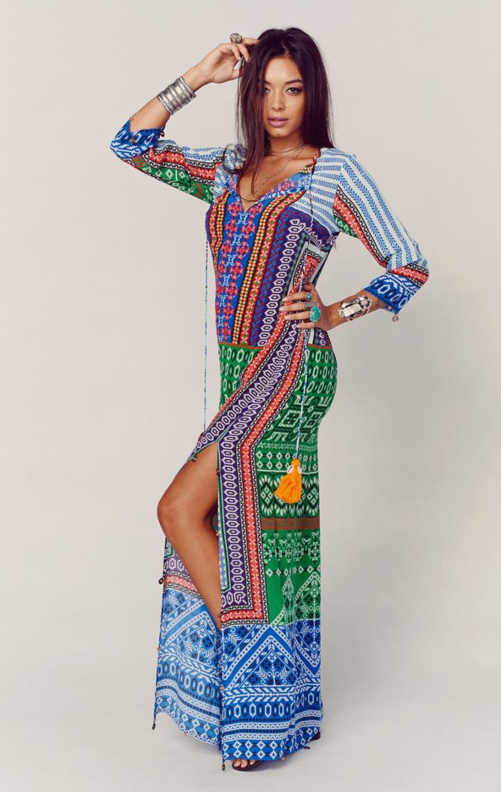 Planet Blue Crepe Long Kaftan