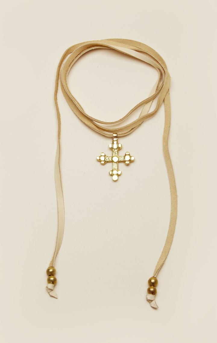 Planet Blue Cross Lariat On Leather