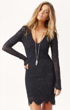 Nightcap Long Sleeve Deep V Spanish Lace Dress