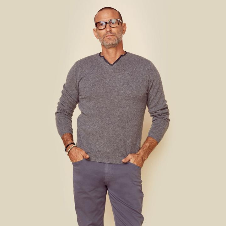 Autumn Cashmere Cashmere Notch Tweed Collar Sweater Mens