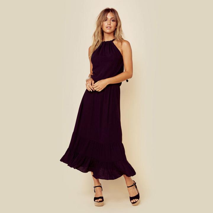 Indah Summer Solid Keyhole Dress Dresses