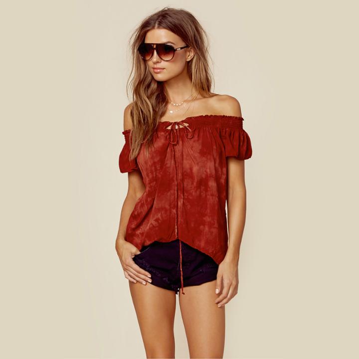 Blue Life Muse Key Hole Tie Top