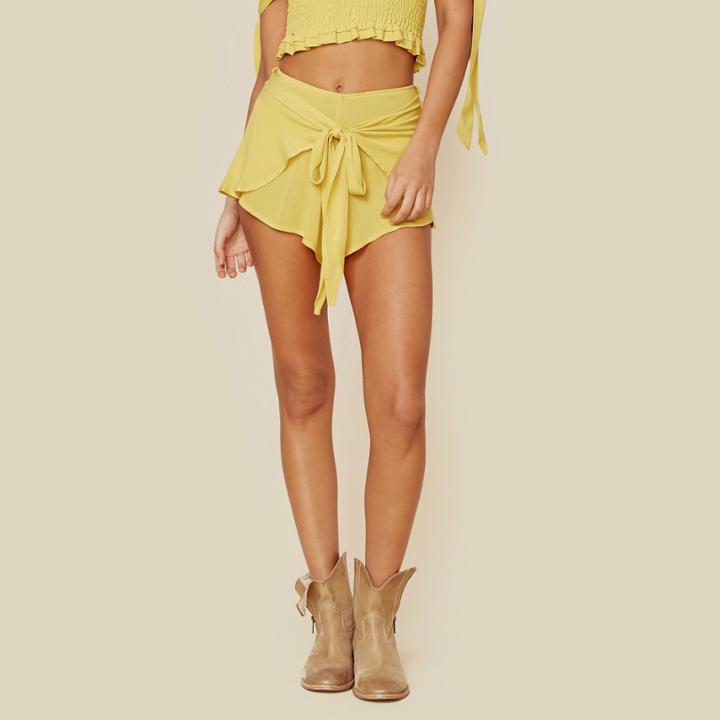 Blue Life Wrap Star Tie Front Short