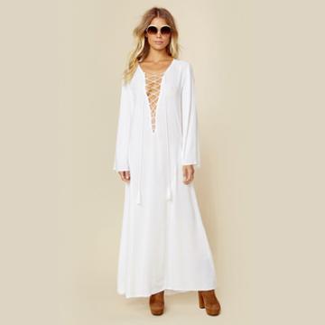 Indah Devotion Lace Up Maxi Dress Dresses