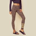 Sundry Leopard Print Yoga Pant With Stripes Bottoms