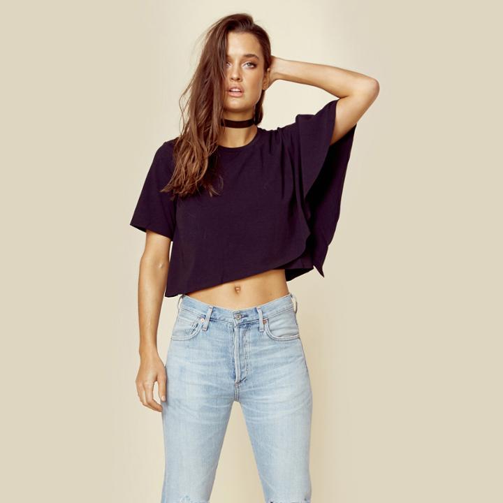 Kendall + Kylie Draped Crop Tee