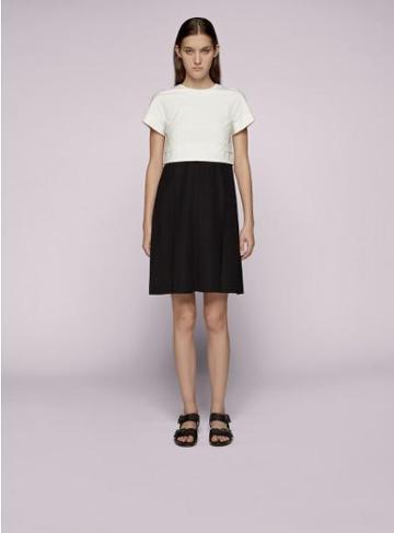 Proenza Schouler - Short Sleeve Pleated Dress - White/black