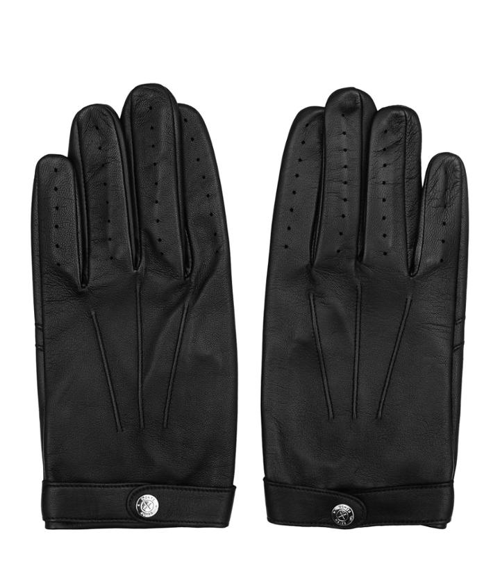 Reiss York - Mens Dents Detail Leather Gloves In Black, Size S