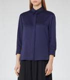 Reiss Mayda - Satin Shirt In Blue, Womens, Size 0