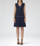 Reiss Vivienne - Womens Frill-detail Shift Dress In Blue, Size 4