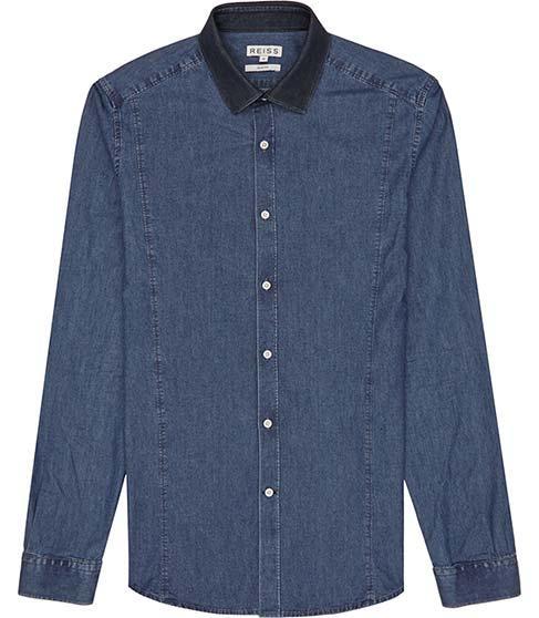 Reiss Bronx Contrast Collar Chambray Shirt