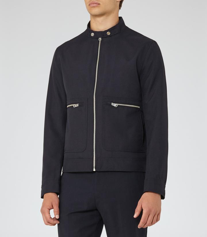 Reiss Yukon - Tab Collar Jacket In Blue, Mens, Size Xs