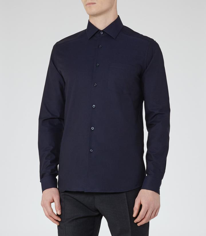 Reiss Jack - Mens Slim-fit Shirt In Blue, Size Xs