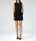 Reiss Viola - Womens Open-back Playsuit In Black, Size 4