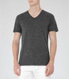 Reiss Clarke - Mens Marl V-neck T-shirt In Grey, Size M