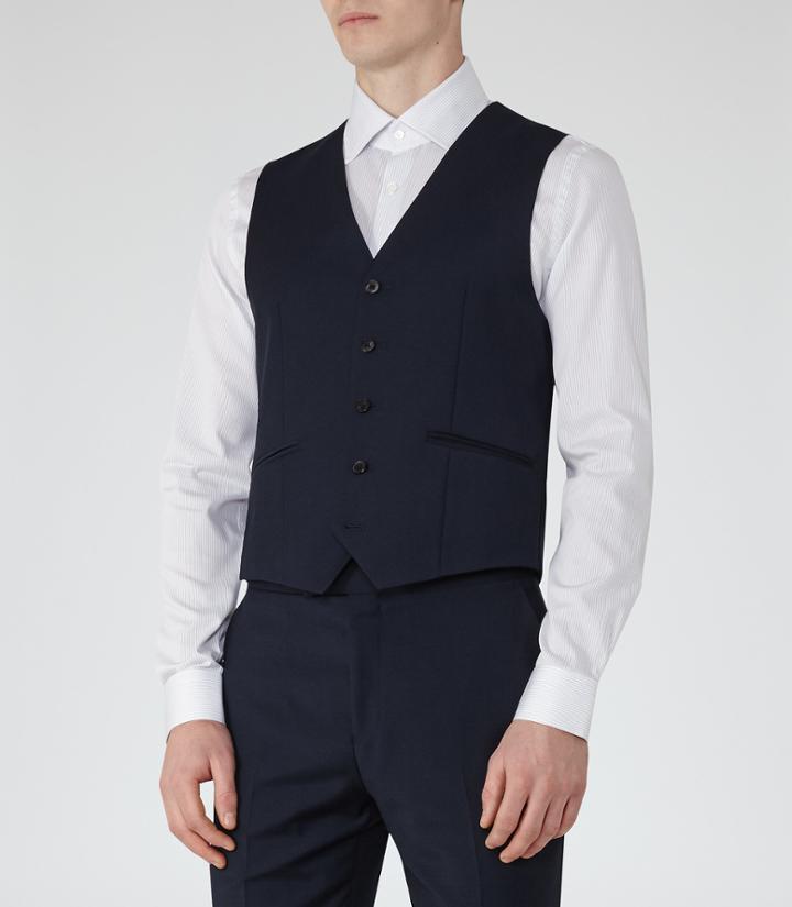 Reiss Monarch W - Modern-fit Waistcoat In Blue, Mens, Size 36