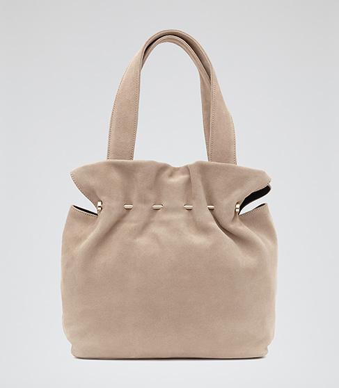 Reiss Cassius Suede And Metal Tote