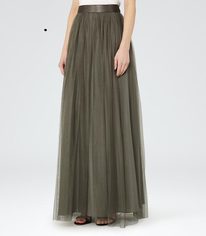 Reiss Ramone - Womens Tulle Maxi Skirt In Grey, Size 4