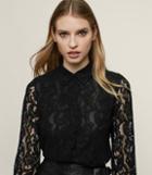 Reiss Yasi - Lace Shirt In Black, Womens, Size 2