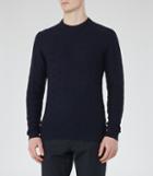 Reiss Watson - Textured Knit Jumper In Blue, Mens, Size Xs