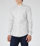 Reiss County - Cotton Grandad Collar Shirt In Grey, Mens, Size Xs