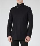 Reiss Force - Mens Funnel Collar Coat In Blue, Size Xs