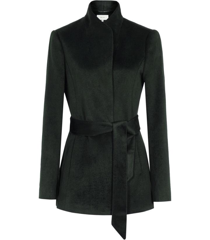 Reiss Reema - Womens Belted Jacket In Green, Size 4