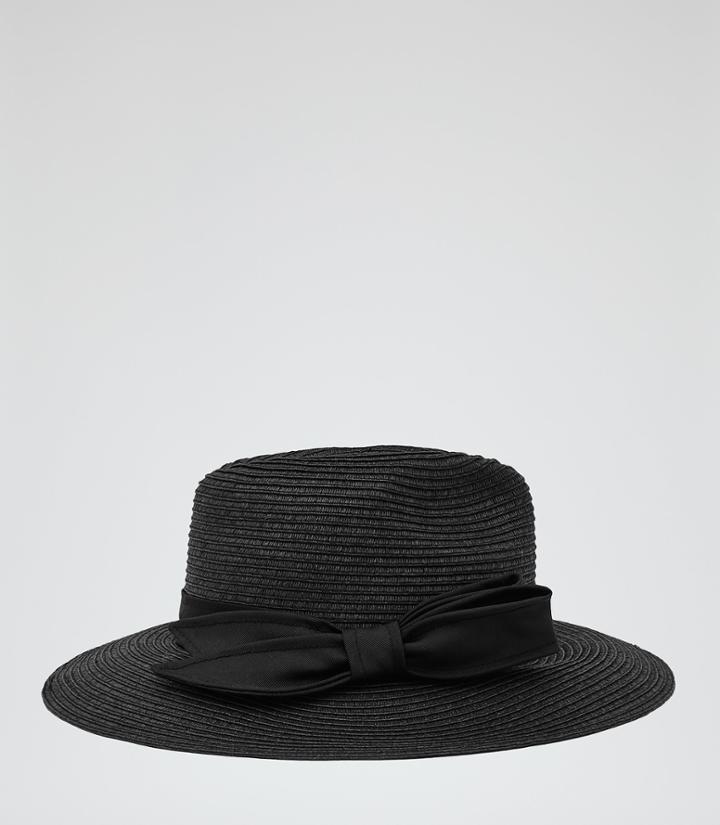 Reiss Carmella - Womens Straw Fedora In Black, Size S/m