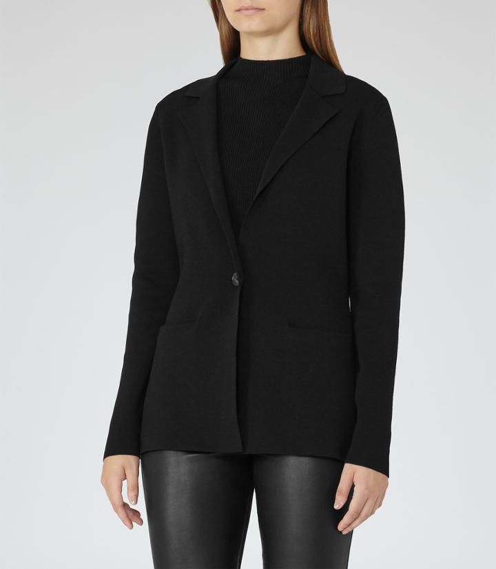 Reiss Maya - Womens Knitted Blazer In Black, Size S