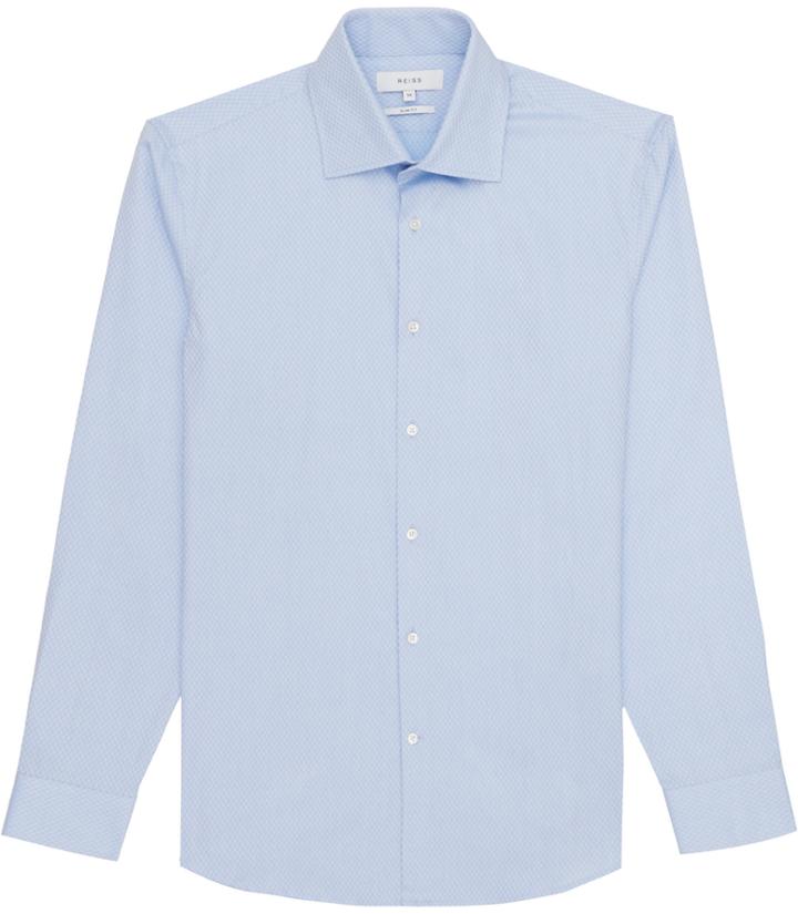 Reiss Furnish - Mens Diamond Stitch Shirt In Blue, Size Xs