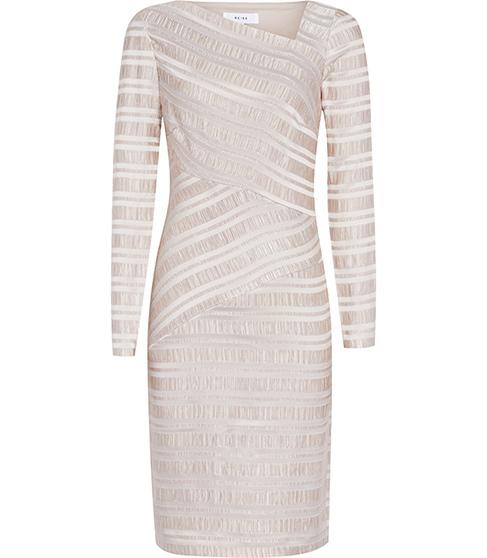 Reiss Ailette Textured Stripe Dress