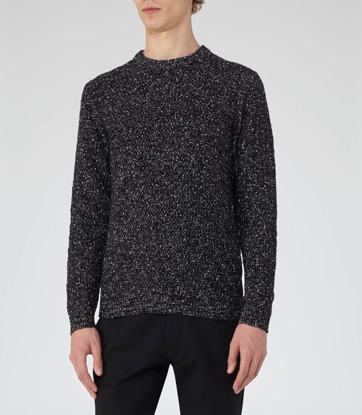 Reiss Tazer - Mens Flecked Weave Jumper In Blue, Size Xs