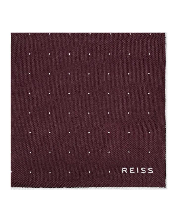 Reiss Planet - Mens Silk Twill Pocket Square In Red, One Size