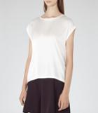 Reiss Kyara - Womens Silk-front Jersey Top In White, Size L