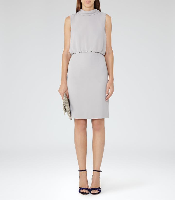 Reiss Angela - High-neck Dress In Grey, Womens, Size 2