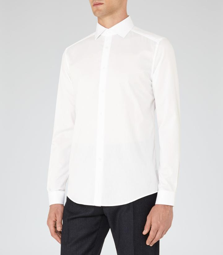 Reiss Control - Slim Cotton Shirt In White, Mens, Size Xs