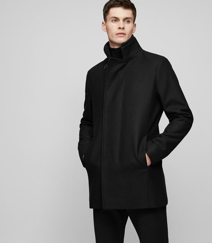 Reiss Curraghmore - Funnel Collar Jacket In Black, Mens, Size S