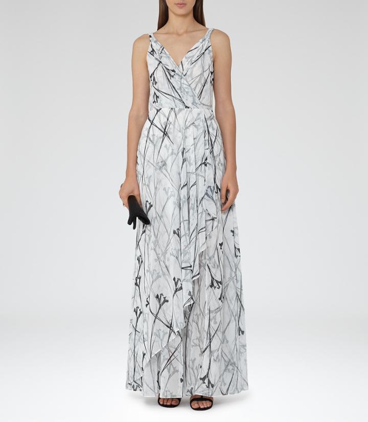 Reiss Elle - Womens Printed Maxi Dress In Black, Size 4