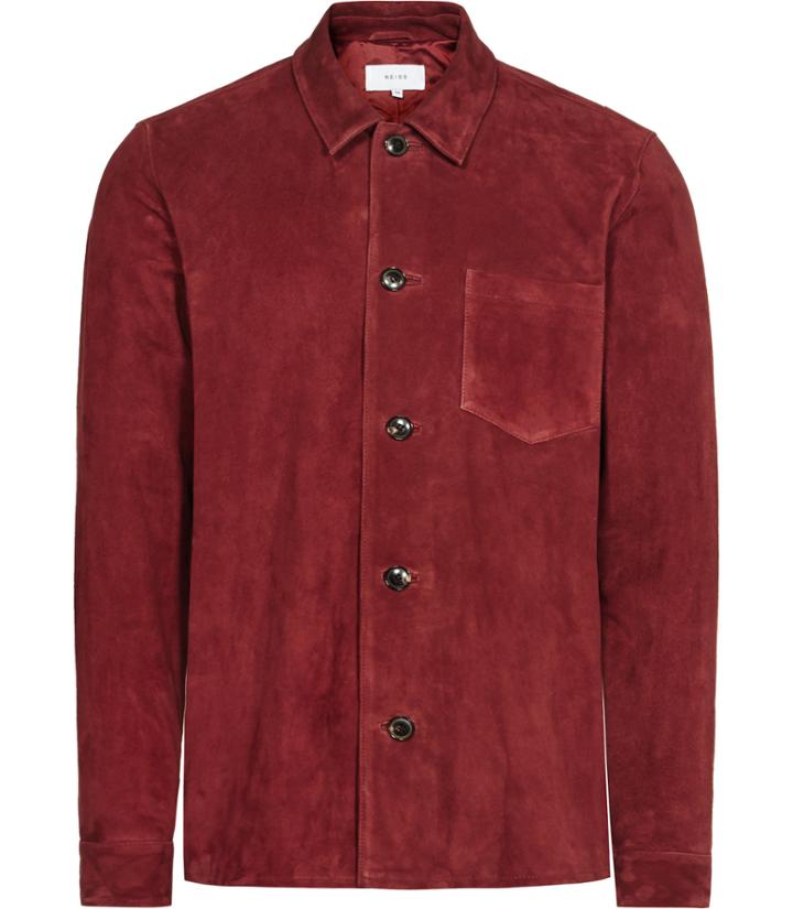 Reiss Rumour - Mens Suede Shirt In Red, Size S