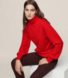 Reiss Caroline - Merino Wool Roll-neck Jumper In Red, Womens, Size 4
