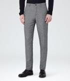 Reiss Bianco - Slim-fit Houndstooth Trousers In Grey, Mens, Size 28